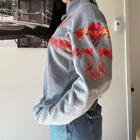 y2k vintage mallgoth retro alt oversized grey  hoodie - Picture 1 of 8